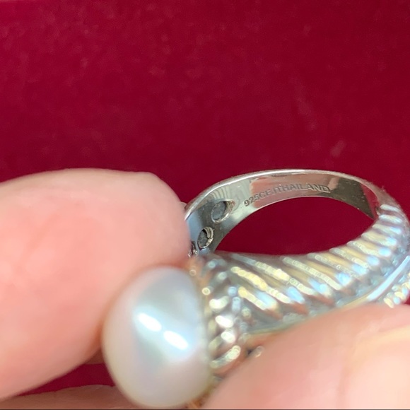 Beautiful Sterling Silver Cultured Freshwater Button Pearl Ring Size 5 - Picture 7 of 14